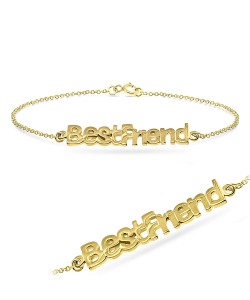 Gold Plated Best Friend Silver Bracelet BRS-36-GP